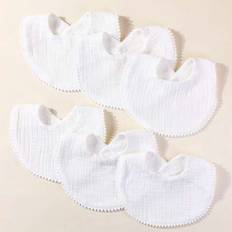Shein 6pcs White Cotton Muslin Baby Drool Bibs