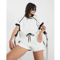 Jumpers River Island Womens Piped Short Sleeve Sweatshirt - White