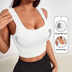 Shein Solid Ribbed Knit Sports Bra