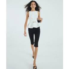 River Island Blouses River Island Womens Sleeveless Belted Peplum Top - White