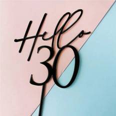 Black Cake Decorations Shein Black Acrylic Hello Personalized Age Birthday Topper Cake Decoration