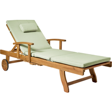 Garden & Outdoor Furniture Beliani Garden Sun Lounger Acacia Wood Reclining with Castors