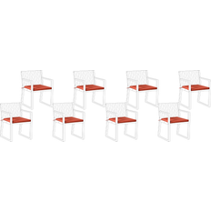 Textiles Beliani Set of 8 Seat for Garden Chairs Chair Cushions Red