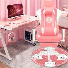 Shein Pink White Gaming Chair 360° Swivel