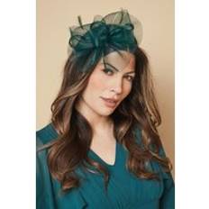 Solid Colours Headbands Wallis Mesh Pleat Loop And Feather Headband - Teal