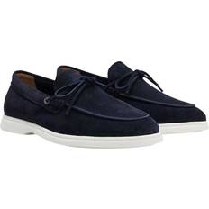 Blue - Slip-On Moccasins BOSS Mens Sienne Cow Leather Moccasins - Dark Blue