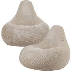 Beige Bean Bags ICON Dalton Cord Adult Chair Set of 2 Bean Bag