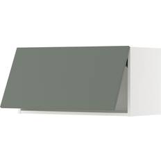 Kitchen Wall Cabinets IKEA Metod Vægskab Horisontalt Med Åbnebeslag - Hvid/Nickebo Mat Grå Grøn