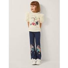 Monsoon Cotton Sequin Unicorn Flare Leggings - Navy