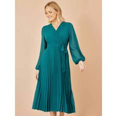 Midi Dresses - Pleats Yumi Pleated Wrap Midi Dress - Teal