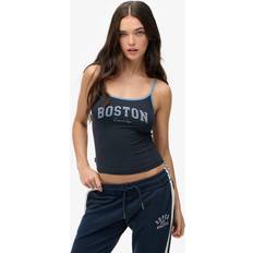 Natural Tank Tops Superdry Athletic Essentials Branded Cami Top Eclipse - Navy