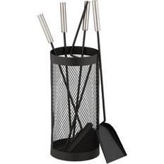 Caminetti Relaxdays Set 5 Attrezzi Camino Acciaio Nero