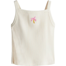 Skulderstrop Toppe Børnetøj H&M Embroidery-Detail Strappy Top - Cream/Palm Tree (1282319005)