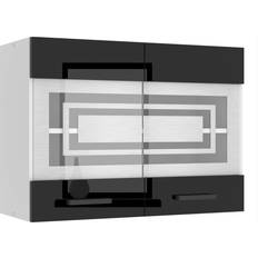 Meubles de Cuisine BELINI Meuble Haut Cuisine SGW80 2 Portes Vitrées - Noir Très Brillant