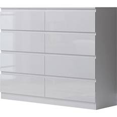 Fwstyle Modern Gloss White Chest of Drawer 110x99cm