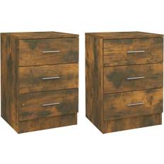 vidaXL Cabinets Smoked Oak Sengebord 35x38cm 2stk