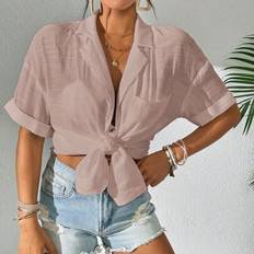 Shein Women Simple Solid Color Short Sleeve Kimono Cover Up