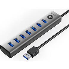 Orico USB-A Hub 7x USB-A 3.0 5V 3A 1m Grå