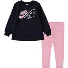 Nike Girl's Black Mini Me Crewneck Sweatshirt & Arctic Punch Leggings Set