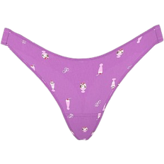 PINK Logo Cotton Shine High Leg Thong Panty - Grape Taffy Ice Cream Print