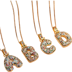 Shein Fashion Copper Cubic Zirconia Letter Pendant Necklace For Men Women For Daily Decoration