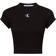 Calvin Klein Slim Cropped Ribbed T-shirt - Black