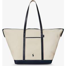 Polo Ralph Lauren Tote Bag & Shopper tasker Polo Ralph Lauren Shopper Uld Med Læderhåndtag - Ecru/Mørkeblå