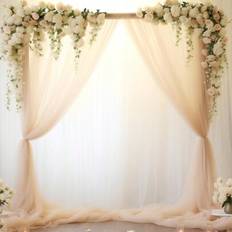Doorway Party Curtains Shein 1 2pcs Champagne Tulle Archway Curtain