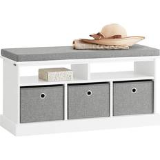 SoBuy Hidden White/Gray Storage Bench 95.8x50cm