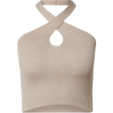 Urban Classics Ladies Rib Knit Crossed Neckholder Top - Grey