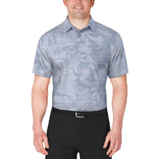 Florals Polo Shirts PGA tour Men's Distressed Floral Print Golf Polo Shirt - Gray
