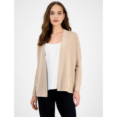 Malibu Fine Rib Open-Front Cardigan - Latte