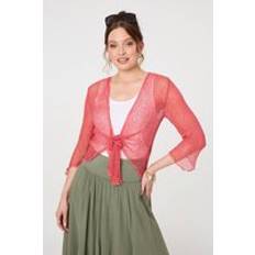Pink Cardigans Izabel London Sheer 3/4 Sleeve Open Front Cardigan - Pink