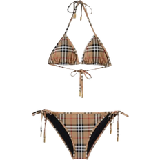 Brown Bikinis Burberry Check Triangle Bikini - Archive Beige