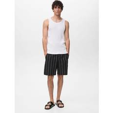 Mango Herr Linnen Mango Slim-Fit Ribbed Tank Top Off White