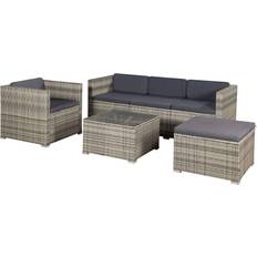 Juskys Punta Cana L - Heather Grey Outdoor Lounge Set, 1 Table incl. 1 Chairs & 1 Sofas
