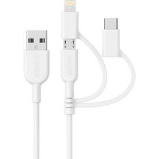 Anker 3 in 1 8 Pin Micro USB USB-C Type-C Data Cable