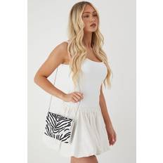 Bags Misspap Embellished Zebra Print Clutch Bag - White