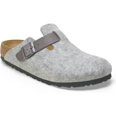 Birkenstock Boston Leather/Textile/Felt Light Gray Clogs