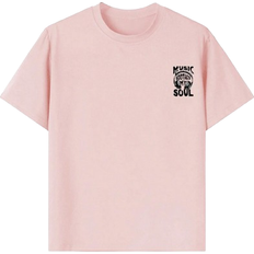 Pink T-shirts Children's Clothing Shein Tween Girl Casual Funny Print Round Neck Short T-Shirt - New