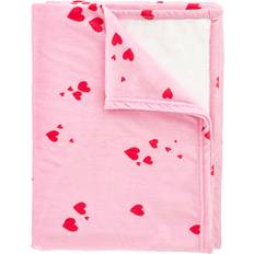 Catherine Lansfield Hearts Pink Fleece Throw Blankets Pink (240x200cm)