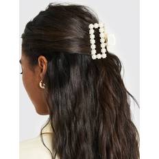 Hair Products boohoo Womens Pearl Flower Claw Clip White