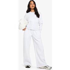 boohoo Deep Hem Popper Bomber Sweatshirt Tracksuit - Grey