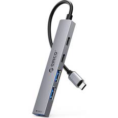 USB-A USB-C Hub 3x USB-A 2x Grå
