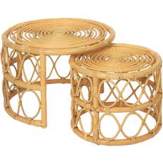 Rattan Coffee Tables Nordlys Round Brown Coffee Table 60x60cm 2pcs