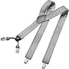 DonDon Breda Hängslen 3.5 cm 4 Clips Läder Y-form - Paisley Grå