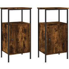 vidaXL Cabinets Smoked Oak Bedside Table 31x41cm 2pcs