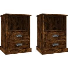 vidaXL Cabinets Smoked Oak Bedside Table 36x43cm 2pcs