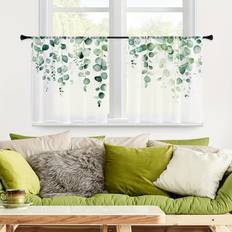 Gardiner & Tillbehör Temu Curtain Top 2pcs Sheer With Nordic Greenery