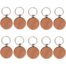 Wooden Key Chain 10Pcs 4cm Round DIY - Blank